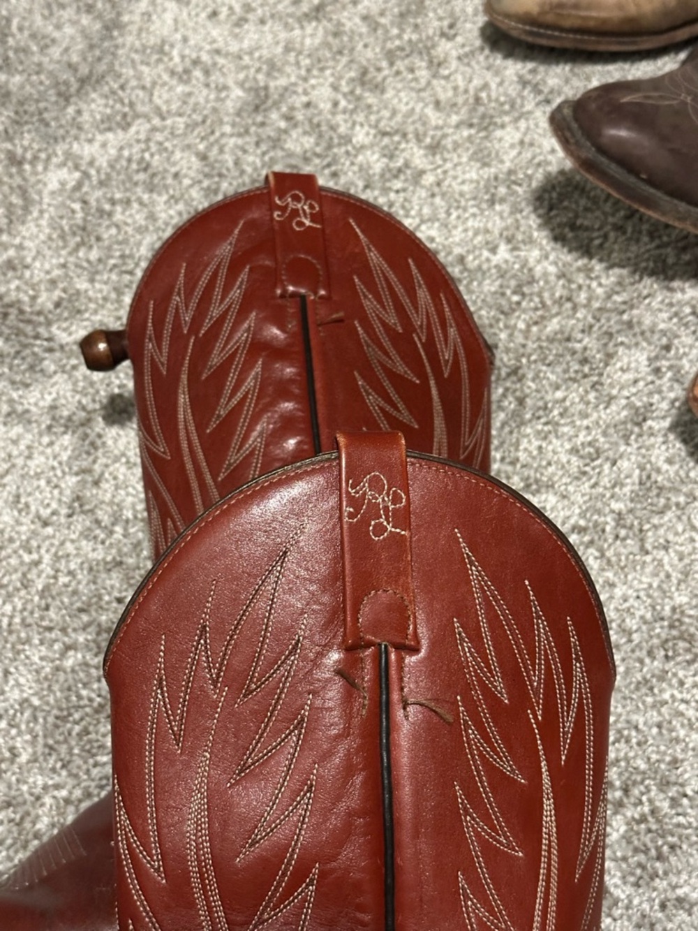 Vintage Ralph Lauren Red Leather Western Boots with Embroidered Label